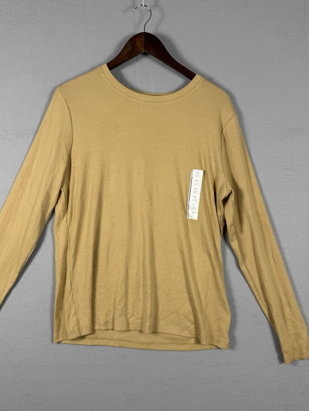 A New Day Women’s XL Long Sleeve Ribbed T-Shirt Tan Beige Crew Neck NWT